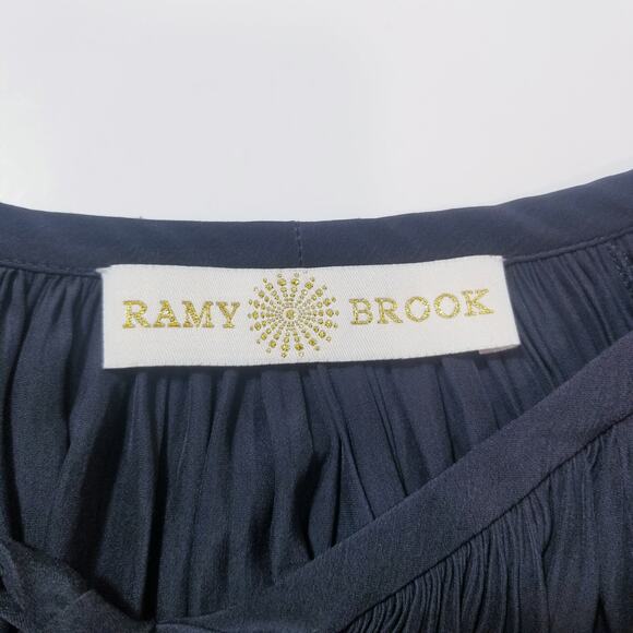 Ramy Brook Paris Smocked Black Mini Dress Long Sleeves - Picture 4 of 12